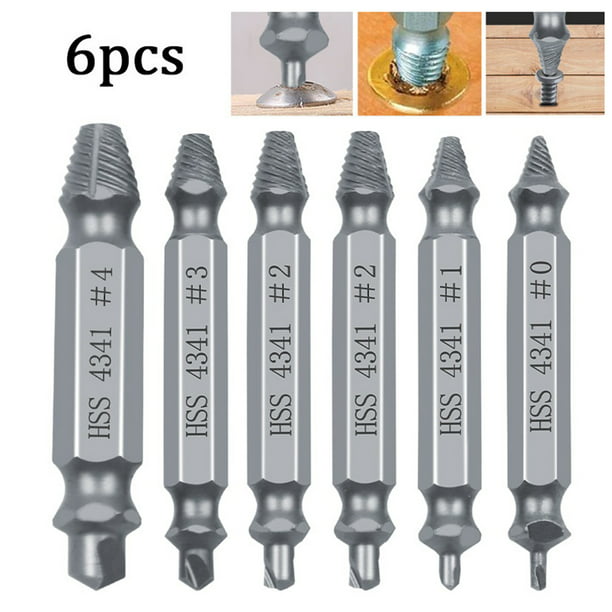 6pcs 51mm Broken Bolt Remover Screw Extractor Easy Out Drill Bit Stud Reverse
